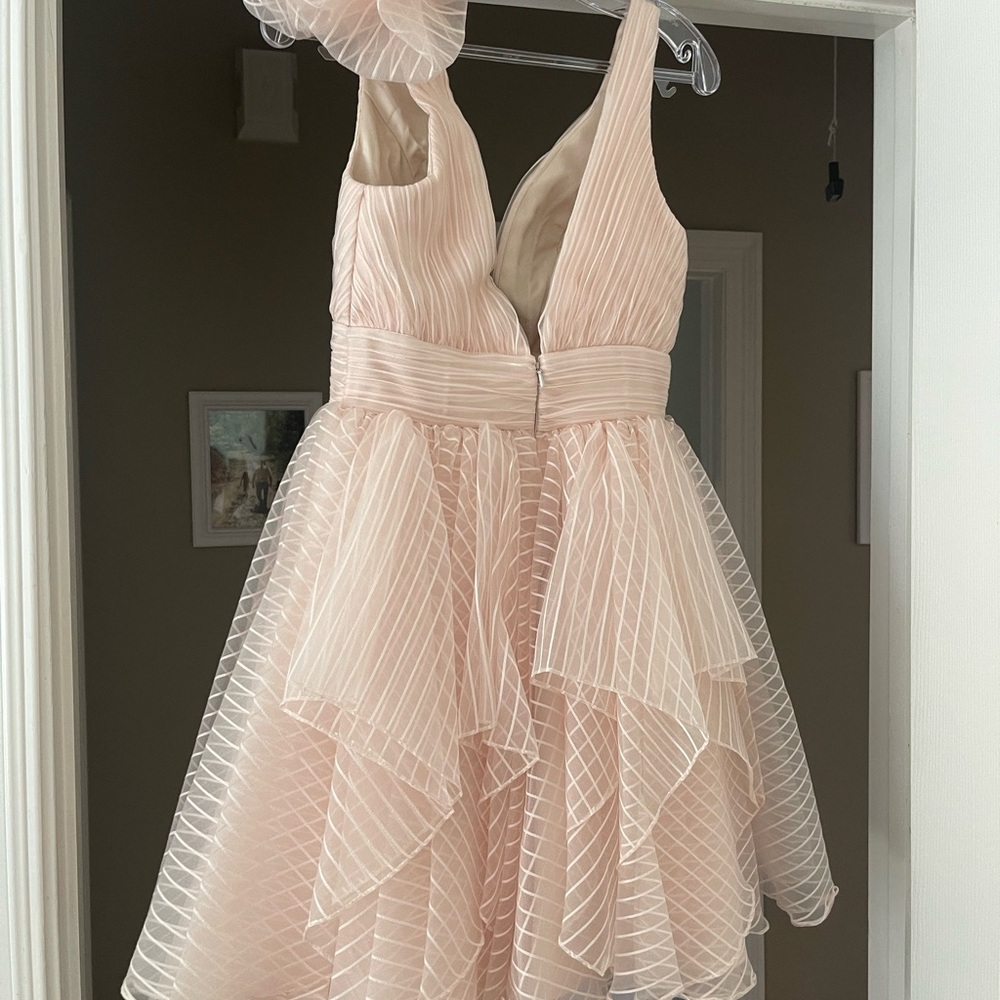 Jovani Rosette Blush V-Neck Women's Cocktail Dress - Picture 4 of 6